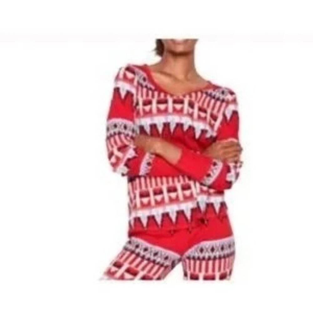 Victoria's Secret Fireside Fairisle Red Thermal Long Sleeve Pajama Top